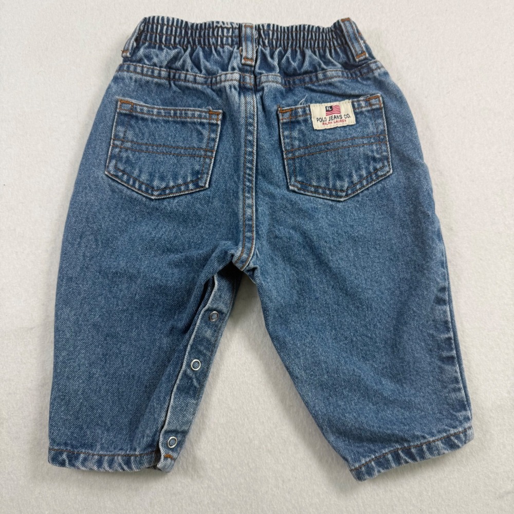Vintage Polo Jeans Co Ralph Lauren Baby Denim Pants Blue 6-12 Months Snap Inseam